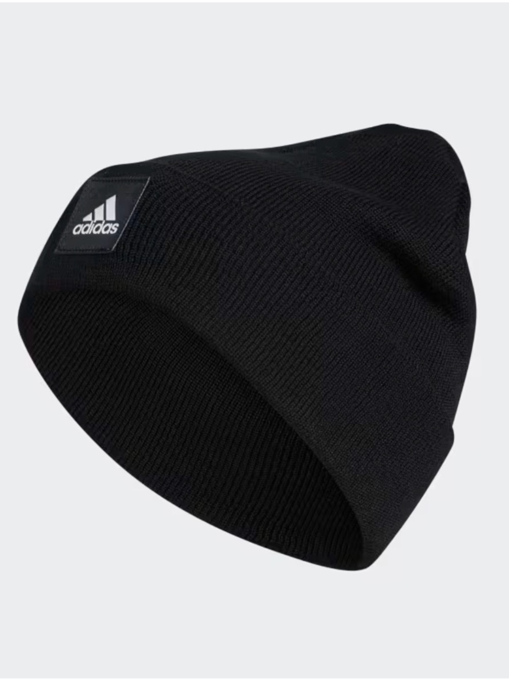 adidas Zoe Saldana Black Cuffed Knit Beanie with Logo Patch